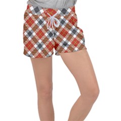 Smart Plaid Warm Colors Women s Velour Lounge Shorts by ImpressiveMoments