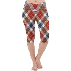 Smart Plaid Warm Colors Lightweight Velour Cropped Yoga Leggings by ImpressiveMoments