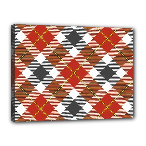 Smart Plaid Warm Colors Canvas 16  X 12  (stretched) by ImpressiveMoments