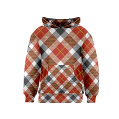 Smart Plaid Warm Colors Kids  Pullover Hoodie by ImpressiveMoments