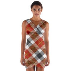 Smart Plaid Warm Colors Wrap Front Bodycon Dress by ImpressiveMoments