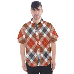 Smart Plaid Warm Colors Men s Short Sleeve Shirt