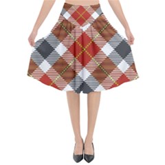 Smart Plaid Warm Colors Flared Midi Skirt by ImpressiveMoments