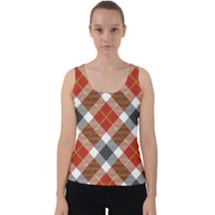 Smart Plaid Warm Colors Velvet Tank Top