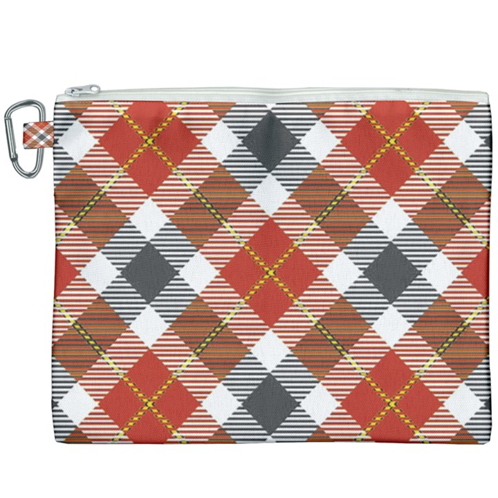 Smart Plaid Warm Colors Canvas Cosmetic Bag (XXXL)