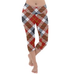 Smart Plaid Warm Colors Lightweight Velour Capri Yoga Leggings by ImpressiveMoments