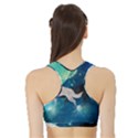 Awesome Black And White Wolf In The Universe Sports Bra with Border View2