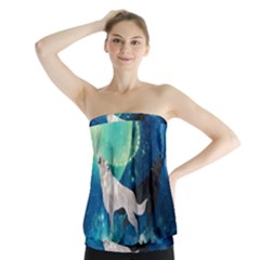 Awesome Black And White Wolf In The Universe Strapless Top by FantasyWorld7