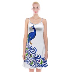 Venus Peacock Spaghetti Strap Velvet Dress