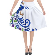 Venus Peacock Flared Midi Skirt