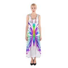 Rainbow Butterfly Sleeveless Maxi Dress