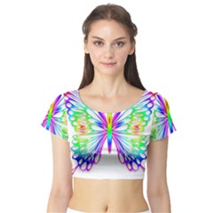 Rainbow Butterfly Short Sleeve Crop Top