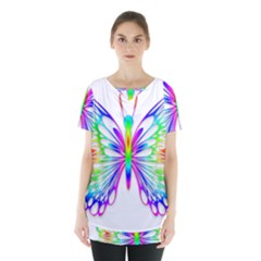 Rainbow Butterfly Skirt Hem Sports Top