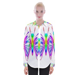 Rainbow Butterfly Womens Long Sleeve Shirt