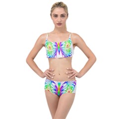 Rainbow Butterfly Layered Top Bikini Set