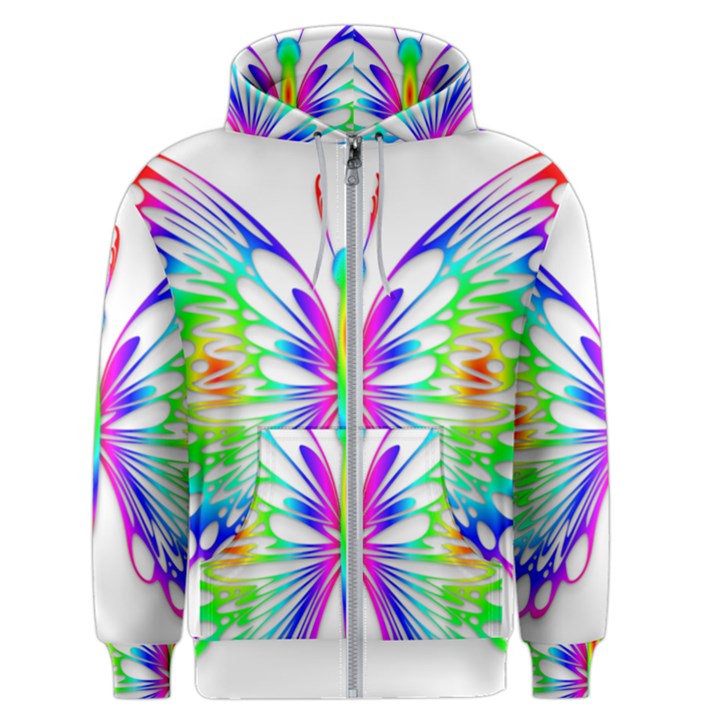 Rainbow Butterfly Men s Zipper Hoodie