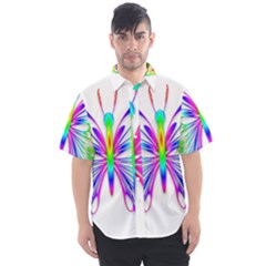 Rainbow Butterfly Men s Short Sleeve Shirt