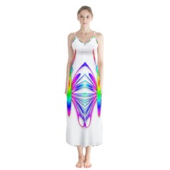 Rainbow Butterfly Button Up Chiffon Maxi Dress by amazinganimals