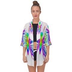 Rainbow Butterfly Open Front Chiffon Kimono