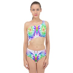 Rainbow Butterfly Spliced Up Two Piece Swimsuit