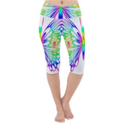 Rainbow Butterfly Lightweight Velour Cropped Yoga Leggings by amazinganimals