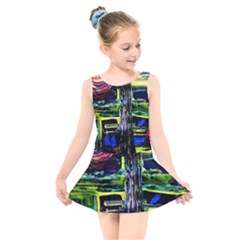 Between Two Moons 1 Kids  Skater Dress Swimsuit