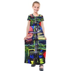 Between Two Moons 1 Kids  Short Sleeve Maxi Dress by bestdesignintheworld