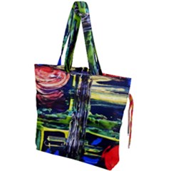 Between Two Moons 1 Drawstring Tote Bag by bestdesignintheworld