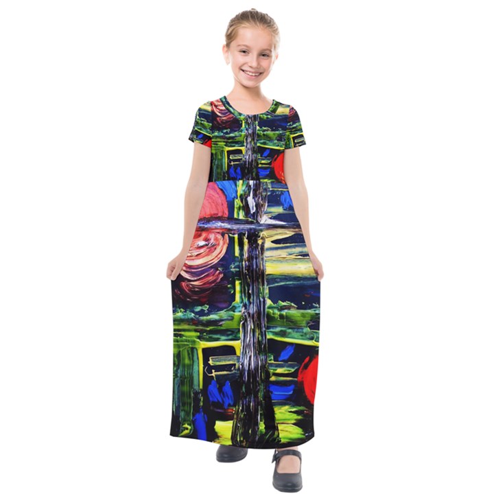 Between Two Moons 1 Kids  Short Sleeve Maxi Dress