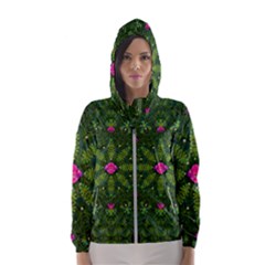 The Most Sacred Lotus Pond  With Bloom    Mandala Hooded Windbreaker (women) by pepitasart