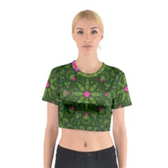 The Most Sacred Lotus Pond  With Bloom    Mandala Cotton Crop Top by pepitasart