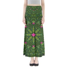 The Most Sacred Lotus Pond  With Bloom    Mandala Full Length Maxi Skirt by pepitasart