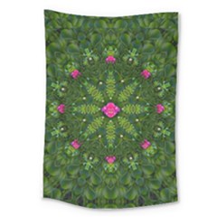 The Most Sacred Lotus Pond  With Bloom    Mandala Large Tapestry by pepitasart