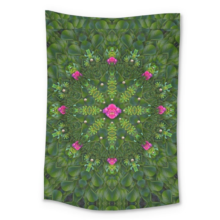 The Most Sacred Lotus Pond  With Bloom    Mandala Large Tapestry