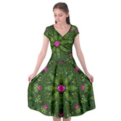 The Most Sacred Lotus Pond  With Bloom    Mandala Cap Sleeve Wrap Front Dress by pepitasart