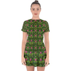 The Most Sacred Lotus Pond With Fantasy Bloom Drop Hem Mini Chiffon Dress by pepitasart