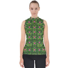 The Most Sacred Lotus Pond With Fantasy Bloom Mock Neck Shell Top by pepitasart