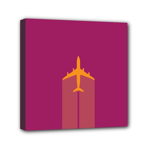 Airplane Jet Yellow Flying Wings Mini Canvas 6  X 6  (stretched) by Nexatart