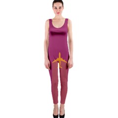 Airplane Jet Yellow Flying Wings One Piece Catsuit by Nexatart