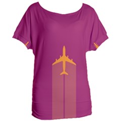 Airplane Jet Yellow Flying Wings Women s Oversized Tee by Nexatart