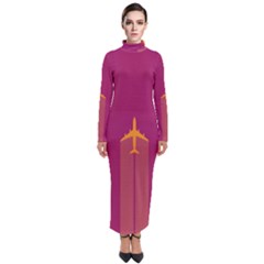 Airplane Jet Yellow Flying Wings Turtleneck Maxi Dress by Nexatart