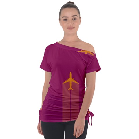 Airplane Jet Yellow Flying Wings Tie-up Tee by Nexatart