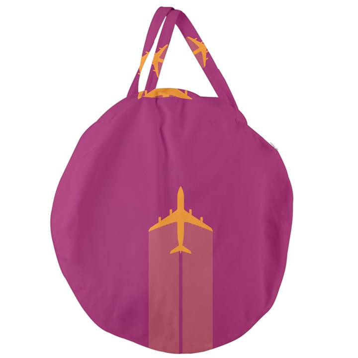 Airplane Jet Yellow Flying Wings Giant Round Zipper Tote