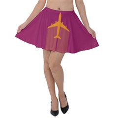 Airplane Jet Yellow Flying Wings Velvet Skater Skirt by Nexatart