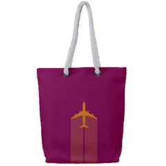 Airplane Jet Yellow Flying Wings Full Print Rope Handle Tote (small) by Nexatart