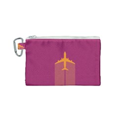 Airplane Jet Yellow Flying Wings Canvas Cosmetic Bag (small) by Nexatart