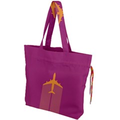 Airplane Jet Yellow Flying Wings Drawstring Tote Bag