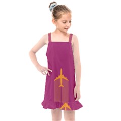 Airplane Jet Yellow Flying Wings Kids  Overall Dress by Nexatart