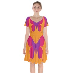 Butterfly Wings Insect Nature Short Sleeve Bardot Dress by Nexatart