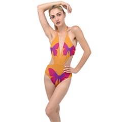 Butterfly Wings Insect Nature Plunging Cut Out Swimsuit